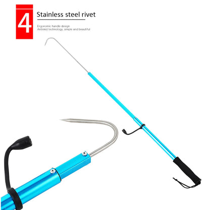 Telescopic Fishing Gaff Retractable Fishing Spear Hook Tackle with Soft EVA Nonslip Handle for Saltwater Offshore