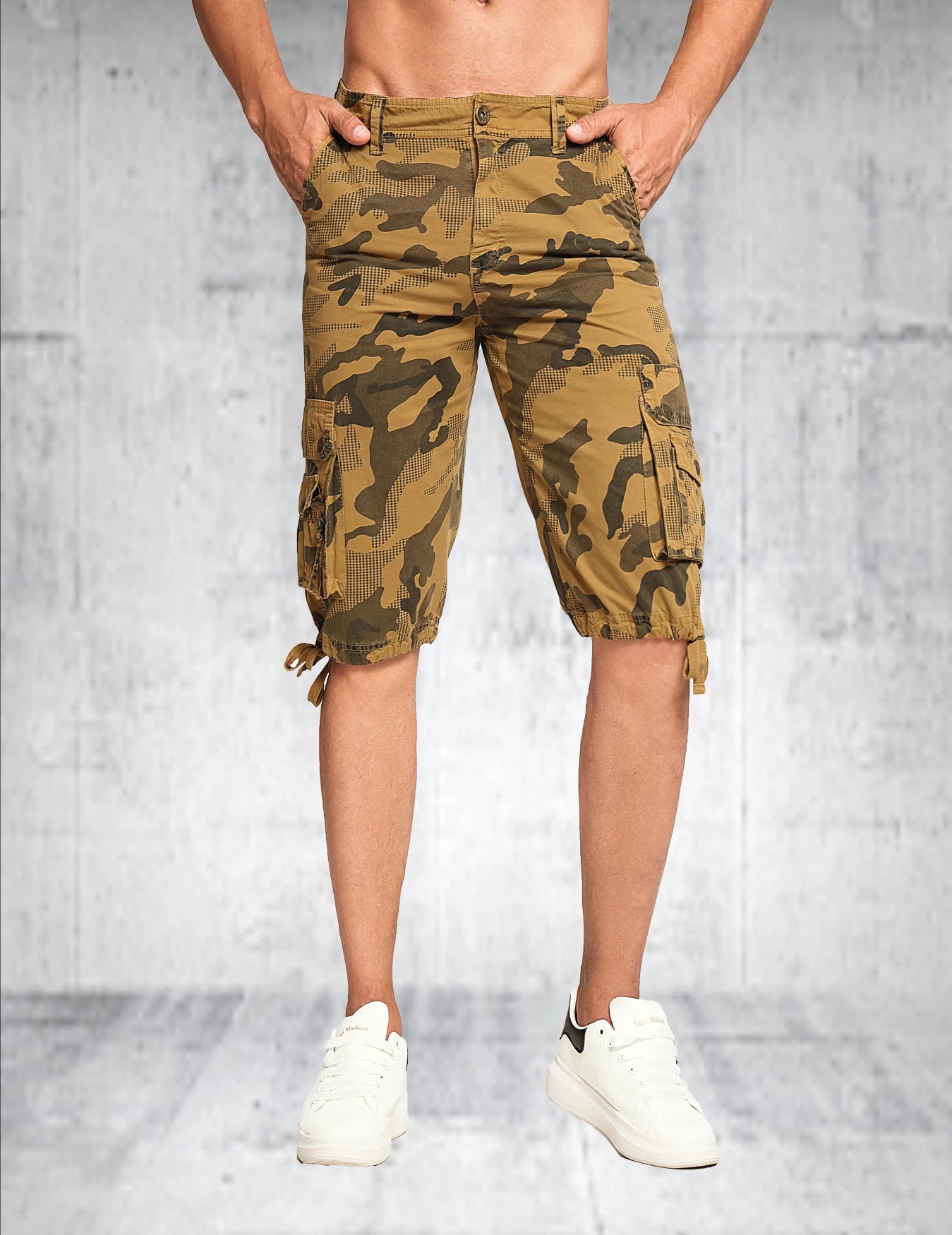 Men's summer new fashionable workwear shorts loose straight cut version trendy and versatile five quarter pants