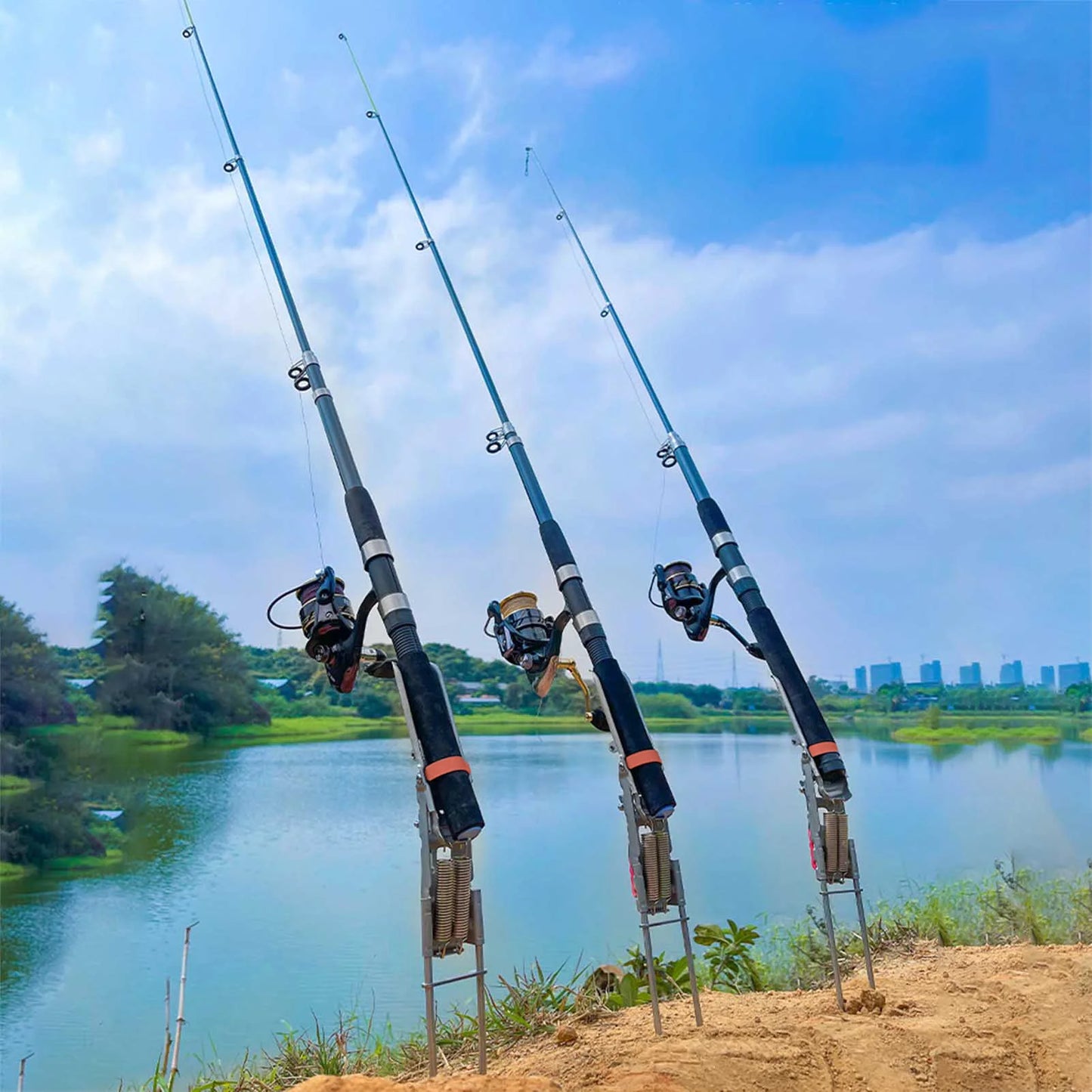 1-5pcs Automatic Fishing Rod bracket holders Stainless Steel pole stand Support double spring rest Brackets