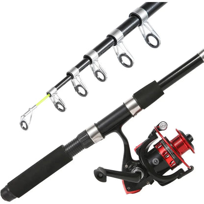 Best - Fishing Rod, 6.9ft 2Pcs Telescopic Fishing Rods Set, Carbon Fiber Fishing Pole, 2PCS Spinning Rod and Reel Combo-NEW