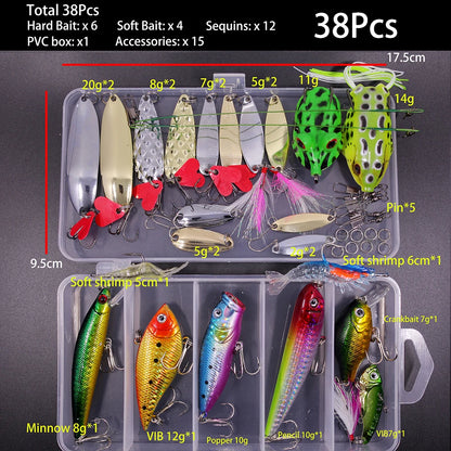 Fishing Lure Kit Soft and Hard Bait Set Gear Layer Minnow Metal Jig Spoon For Bass Pike Crank Tackle Accessories