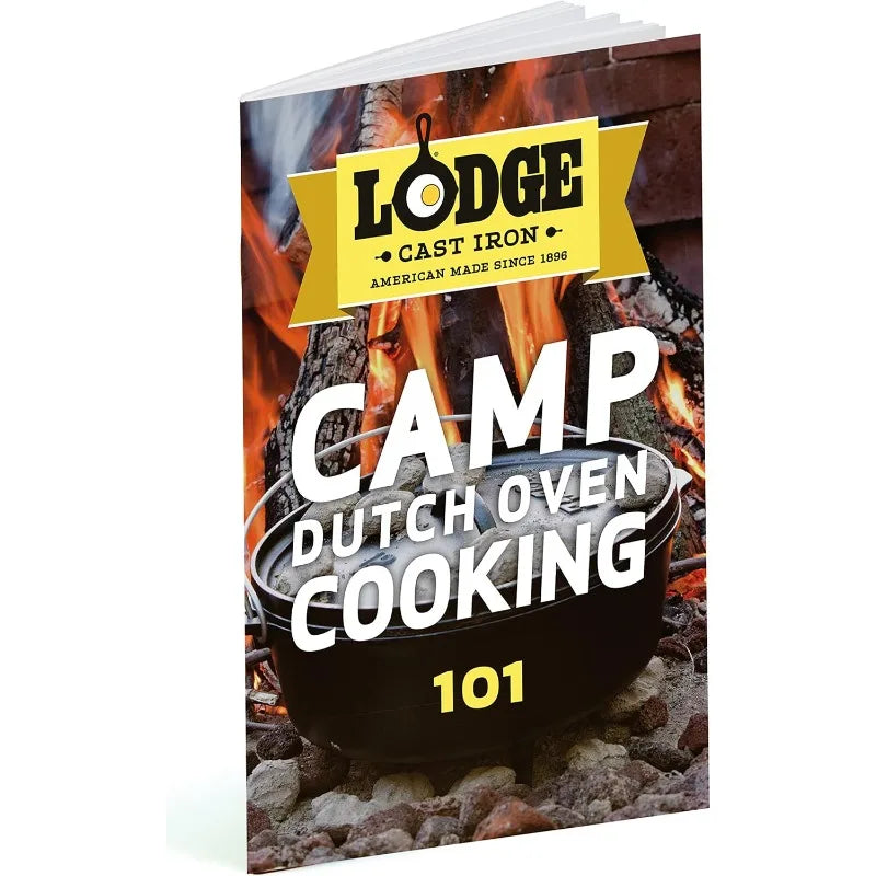Lodge 8 Quart Pre-Seasoned Cast Iron Camp Dutch Oven with Lid - Dual Handles - Use in the Oven, on the Stove, on the Grill  open fire