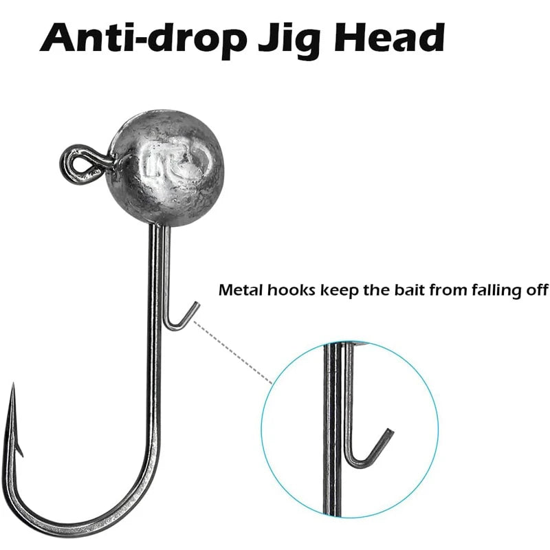 50Pcs Round Ball Jig Heads Carp Fishing Hook Accessories Ned Rig Jig Head Crappie Bass Trout Lure Fishing Equipment Articles