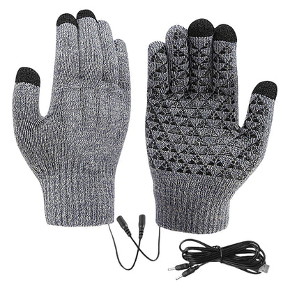 Winter Snowboard Gloves Touch Screen Knitted Gloves Hand Warmer USB Heated Gloves for Backpacking Mountaineering Riding Camping