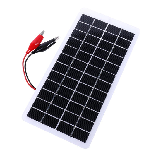 10W Solar Battery Charger with Carabiner 12V Solar Power Bank Polysilicon Solar Charger Plate Portable for Outdoor Lamp Pump