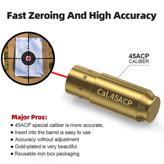 45APC Red Dot Laser Bore Brass  Bore sighter For Pistol Rifle Scope Hunting Accessories