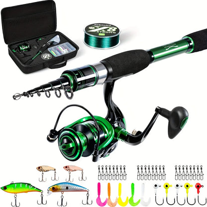 Fishing Rod and Reel Combo, Telescoping Fishing Pole Travel Kit with Carrier Bag for Freshwater