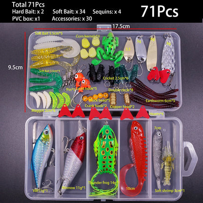 Fishing Lure Kit Soft and Hard Bait Set Gear Layer Minnow Metal Jig Spoon For Bass Pike Crank Tackle Accessories