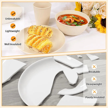 8, 32-Piece Plates and Bowls  Reusable Unbreakable Dinnerware Set for Camping