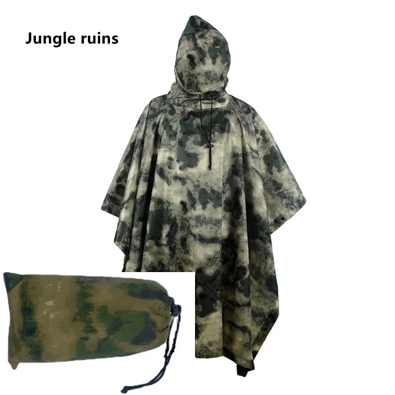 Multifunctional Raincoat Waterproof Poncho Camouflage Cover For Camping Hunting Clothes