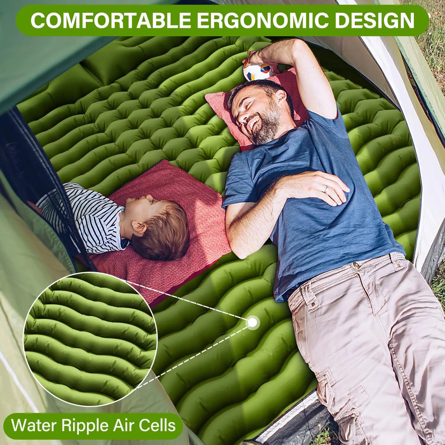 WESTTUNE   Thick for 2 Person with Pillow Built-in Foot Pump Inflatable Mattress