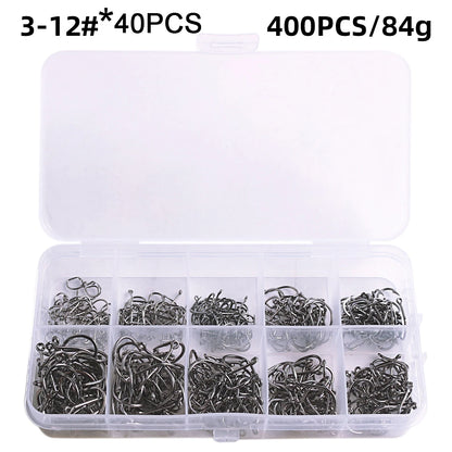 Fishing Hooks Set High Carbon Steel Barbed Fishhooks for Saltwater Freshwater