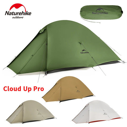 Naturehike Cloud Up Pro Tent 1/2 Person 20D Nylon Double Layers Lightweight Hiking Waterproof Quick Build Travel Tent Breathable