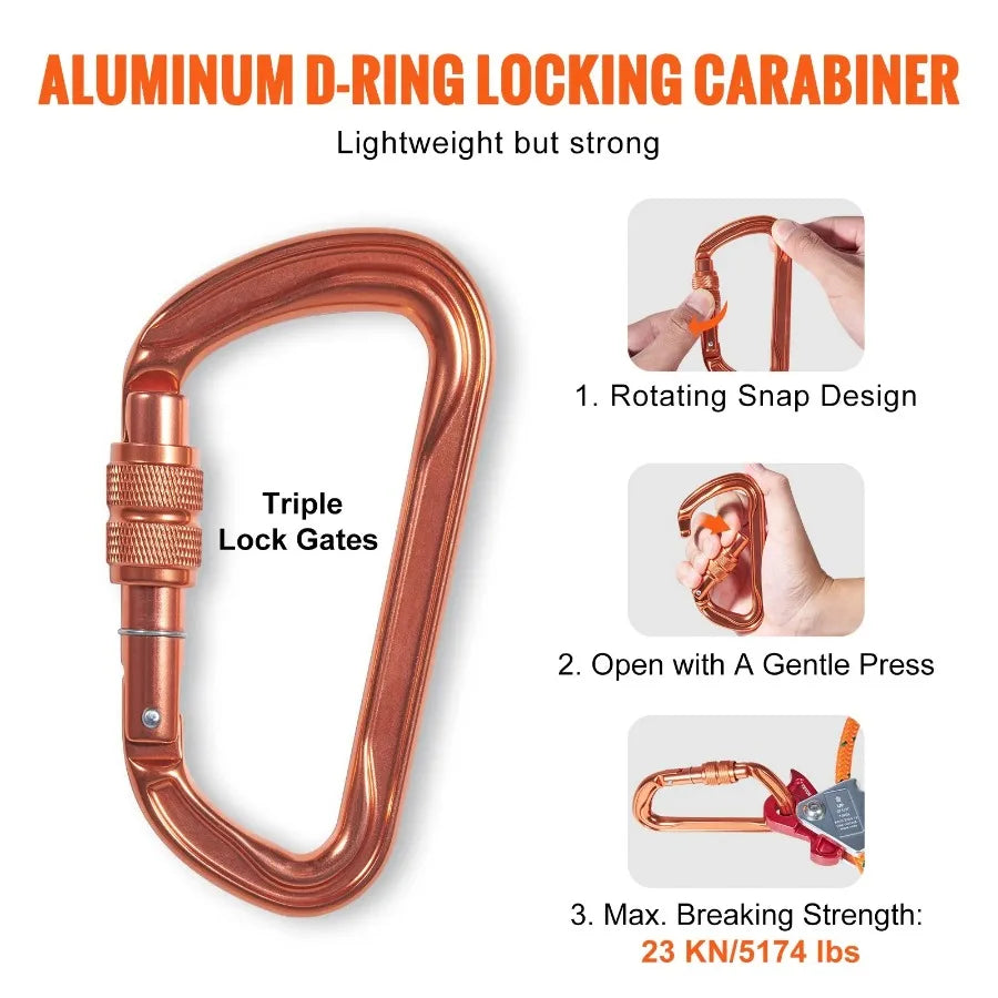 Steel Core flipline 1 2 x 8' Arborist Flipline Flip Line for Tree Climbing with Alloy Steel Snap Hook Aluminum Alloy Carabiner