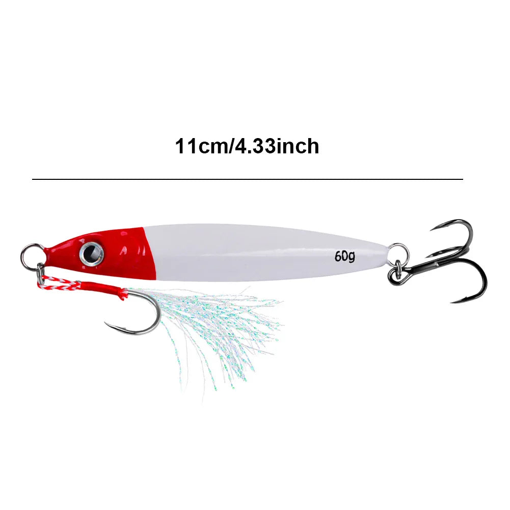 Metal Jig Fishing Lure 60g Trolling Hard Bait Fast Sinking Bass Fishing Bait Saltwater Lures for Sea Fishing and Boat Fishing