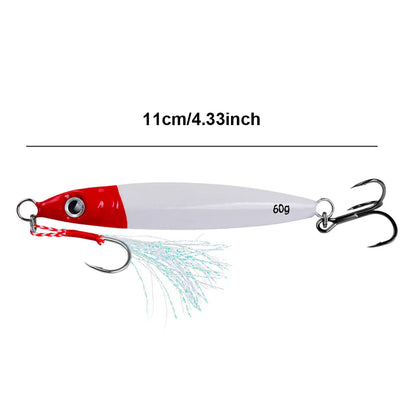 Metal Jig Fishing Lure 60g Trolling Hard Bait Fast Sinking Bass Fishing Bait Saltwater Lures for Sea Fishing and Boat Fishing