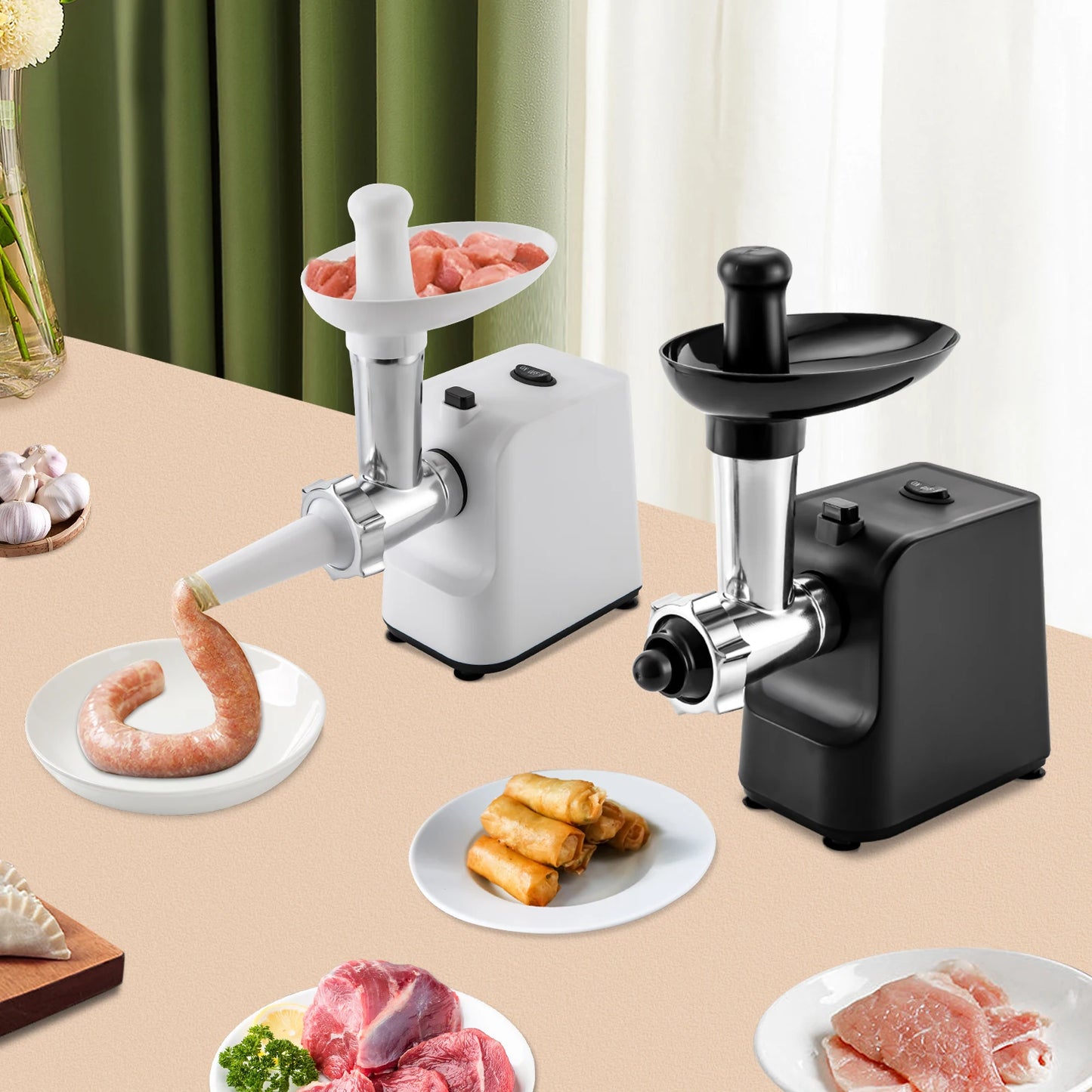 Electric Sausage Stuffer Sausage Maker Meat Grinder Meat Filling Tools 3 Grinding Plates