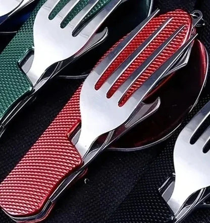 Foldable Camping Utensil Set Multi-Functional Knife Fork Spoon Combo f
