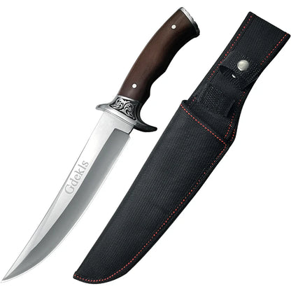 High-hardness stainless steel fixed blade with sheath ergonomic non-slip handle ideal for climbing hunting. Great festival gift