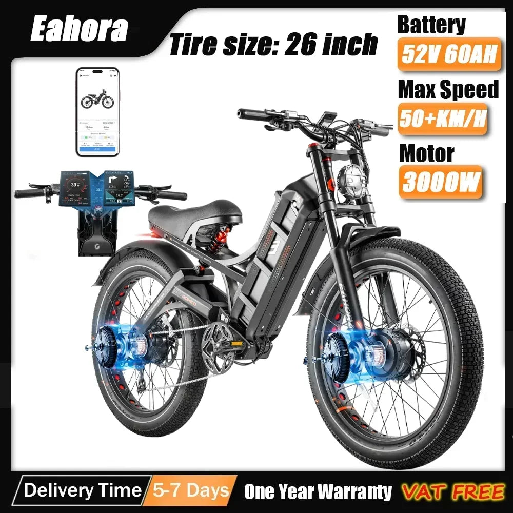 Romeo P2 Electric bike High power motor 52v 60ah lithium battery E-bicycle  Adult mountain off-road Hybrid power Electric BIKE