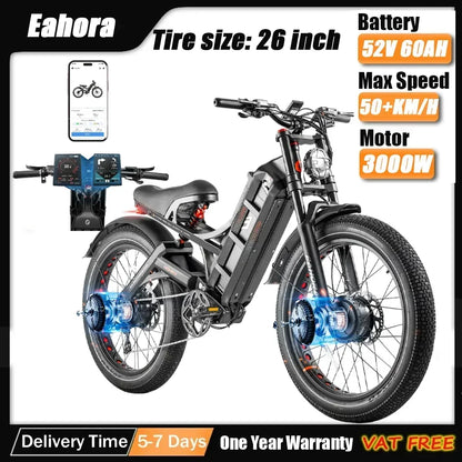 Romeo P2 Electric bike High power motor 52v 60ah lithium battery E-bicycle  Adult mountain off-road Hybrid power Electric BIKE