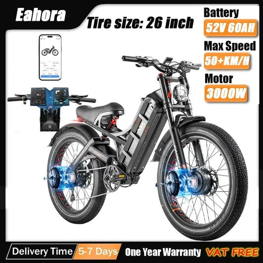 Romeo P2 Electric bike High power motor 52v 60ah lithium battery E-bicycle  Adult mountain off-road Hybrid power Electric BIKE