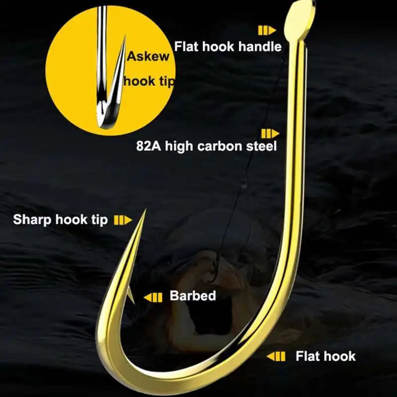 Fishing Hooks High-carbon Barbed Fishhooks Black Golden