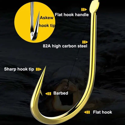Fishing Hooks High-carbon Barbed Fishhooks Black Golden