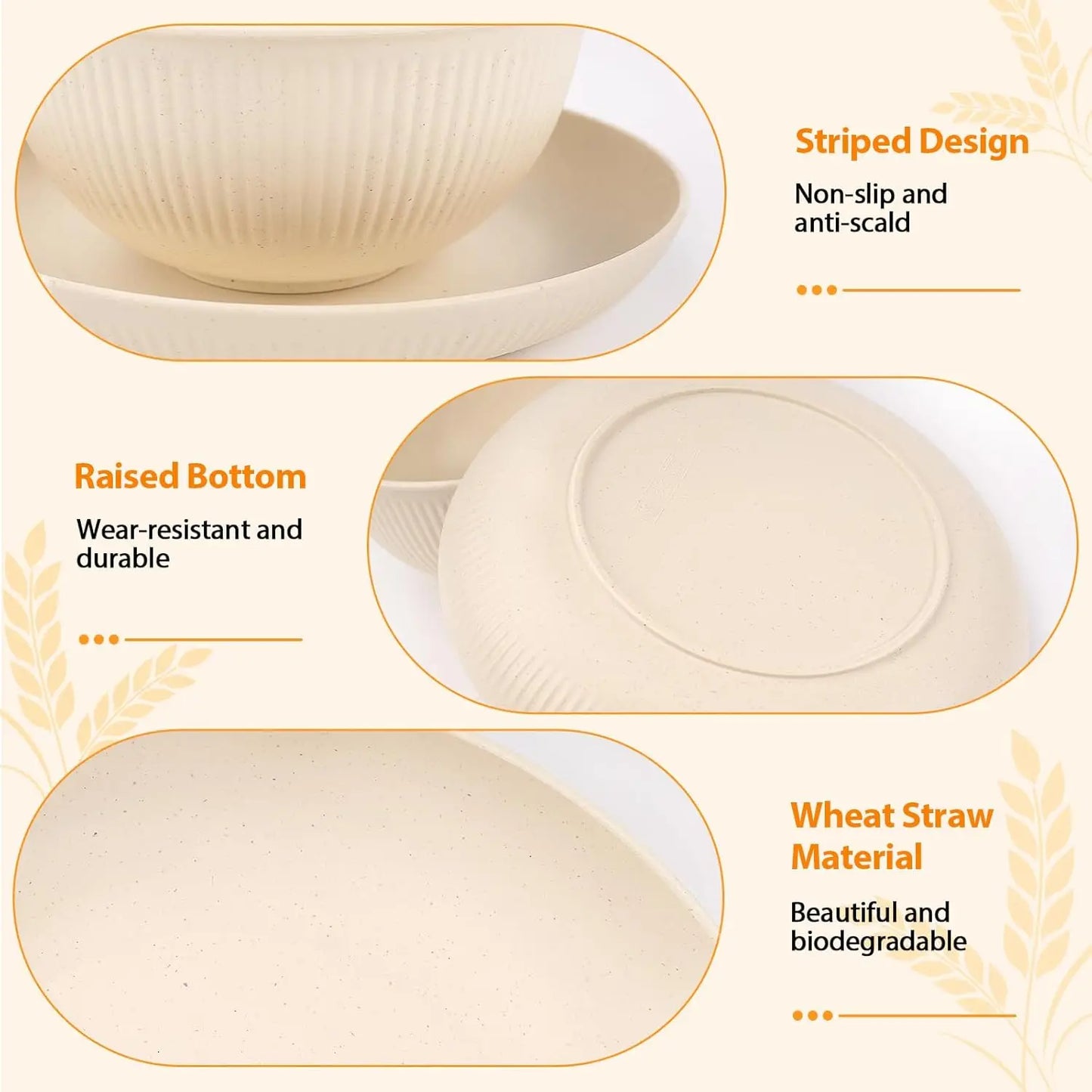 8, 32-Piece Plates and Bowls  Reusable Unbreakable Dinnerware Set for Camping
