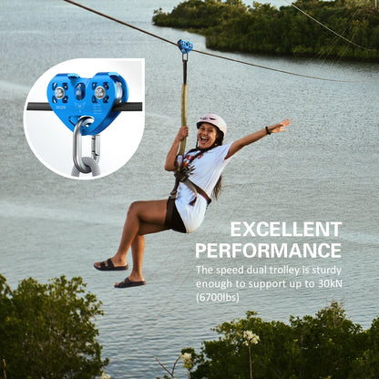 Cable Trolley Caving Trolley Pulley Lixada 30kN Cable Trolley Pulley with Ball Bearing Climbing Caving Aloft Work  Trolley