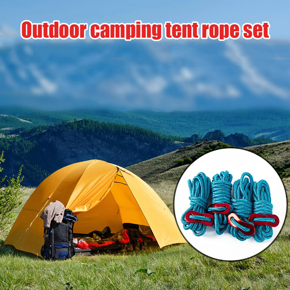 4pcs Tent Wind Rope Cord Tensioner   High-strength Reflective Lanyard Rope with 2 Holes Buckle