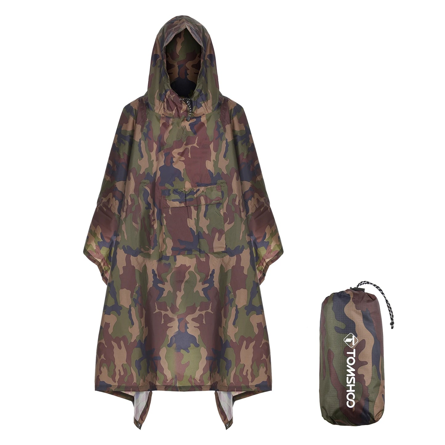 Hooded Rain Poncho with Pocket Lightweight Waterproof Rain Coat Sun Shelter for Men and Women Camping Hiking Traveling