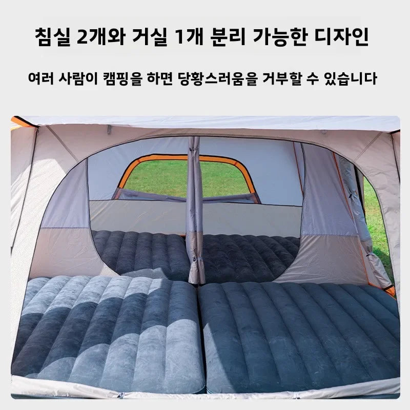Tent Camping Two Bedroom Large Family 10 People Waterproof Double Layer Anti Uv Beach Shade Outdoor 4 Seasons Canopy
