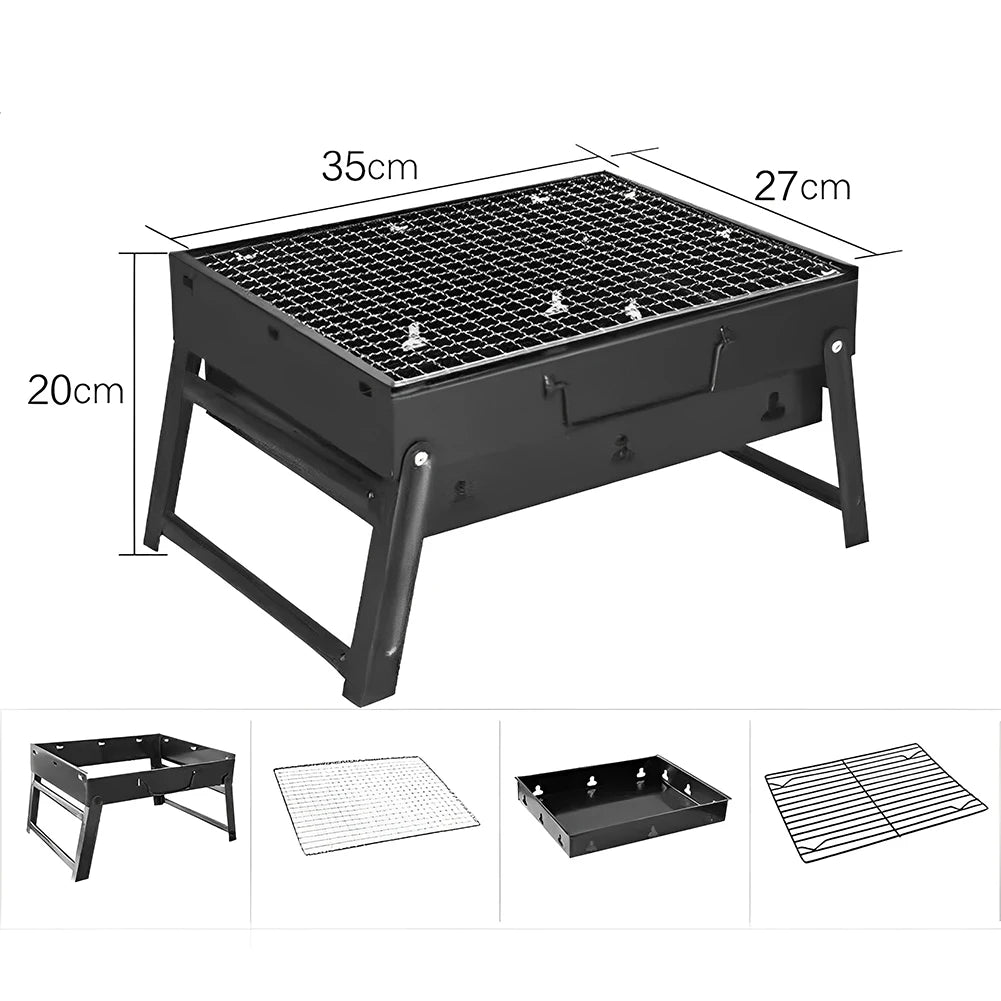 Stainless Steel Folding BBQ Charcoal Grill Mini BBQ Tool Grill Tabletop Barbecue Grill for Outdoor Cooking Camping Picnics