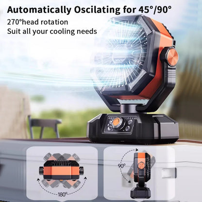 Camping Fan 4 LED Lantern 8 Speeds Desk Fan Portable Outdoor Fan
