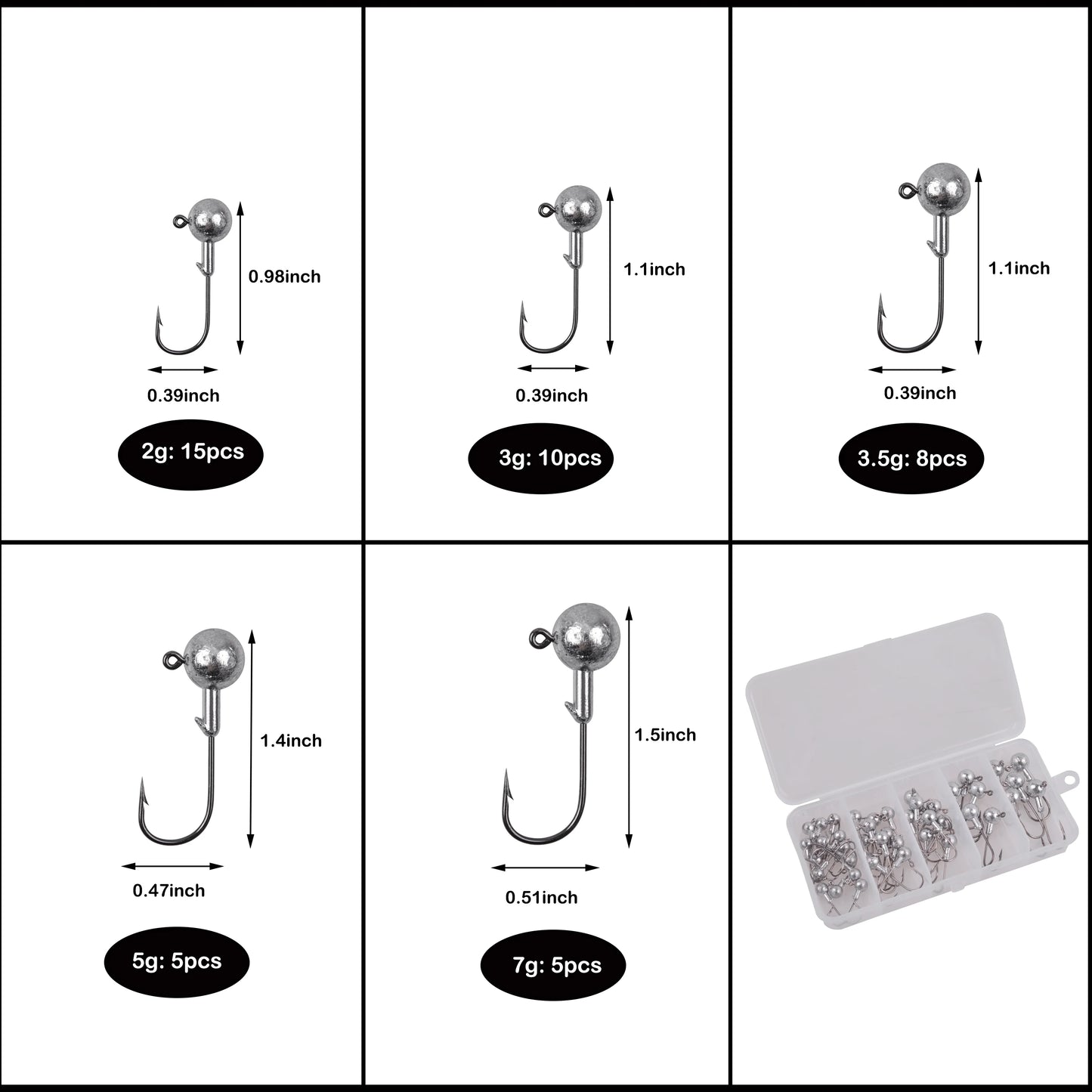 Crank Jig Head Hook Round Ball Jigs Fishing Hook Head Jig Lure Hard Bait Worm Jig Hooks for Fishing