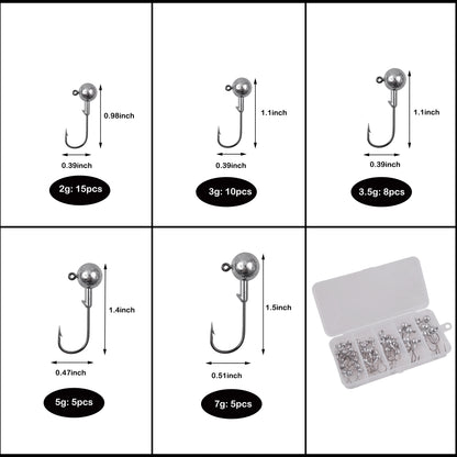 Crank Jig Head Hook Round Ball Jigs Fishing Hook Head Jig Lure Hard Bait Worm Jig Hooks for Fishing