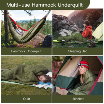 Hammock Under quilts Sleeping Bag Single Insulated Under Blanket 4 Seasons Lightweight Soft Warm 5-20℃ 8x3.6ft