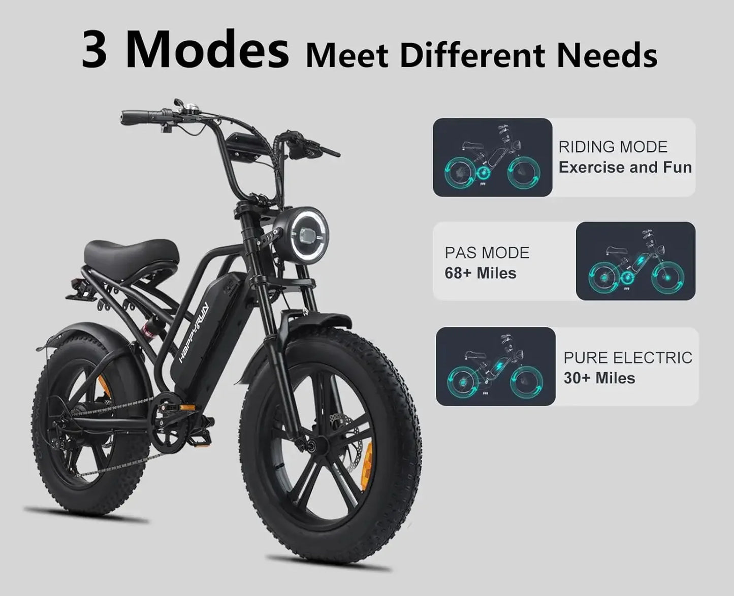 campping 1500W Style Electric Bike Adult eBikes -48V 18Ah Removable Battery 60+ Mile 32MPH Top Speed - All Terrain Fat Tire Elec