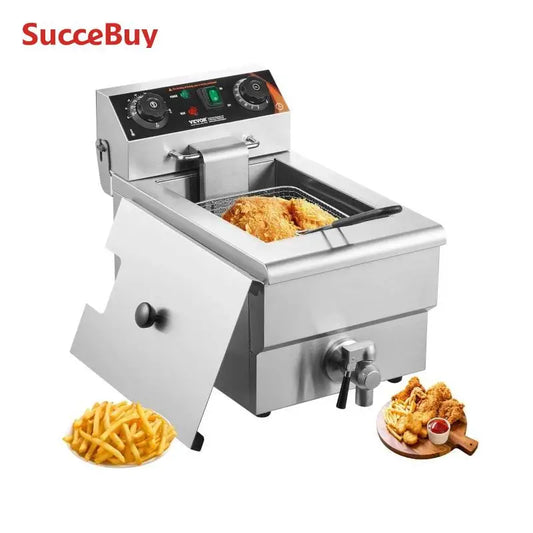 Commercial Deep Fryer Electric Countertop Fryer with Basket 11.6Qt Stainless Steel Single Oil Fryer w/Time&Temp Control