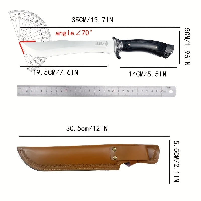 1 Knife, Black Wooden Handle Outdoor Knife, High Hardness Portable Knife, Fixed Blade, High-Quality Straight Knife, Used for Hiking, Mountaineering Adventure, Survival, Camping Supplies, Camping Supplies, Outdoor Activity Kni