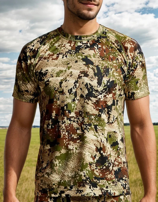 Men's quick-drying printed camo hunting short sleeve