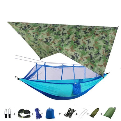 Camping Hammock with Mosquito Net&Rainfly Tent Tarp & Tree Straps