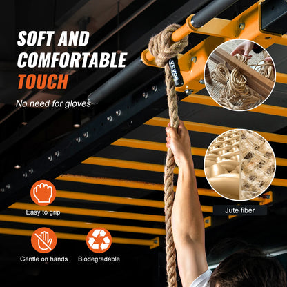 SucceBuy 50/100FT Gym Climbing Rope Length Gym Fitness Training Rope Gym Exercise Workout Rope for Adults Climbing for Fitness