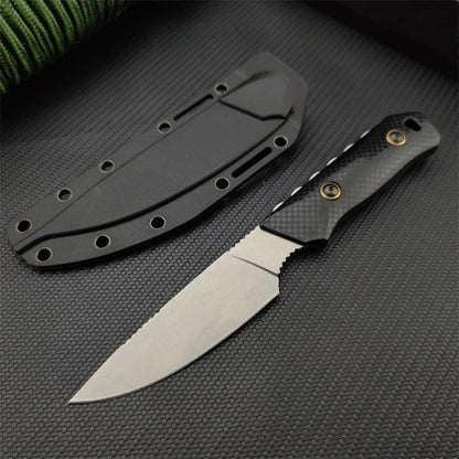Fixed Blade Knife D2 Blade Stonewashed Camping Equipment Straight Knife with  Sheath