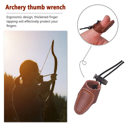 Soft Cow Leather Recurve Bow Arrow Finger Tip Protector Practice Archery Thumb Ring Tab Guard Hunting Accessories