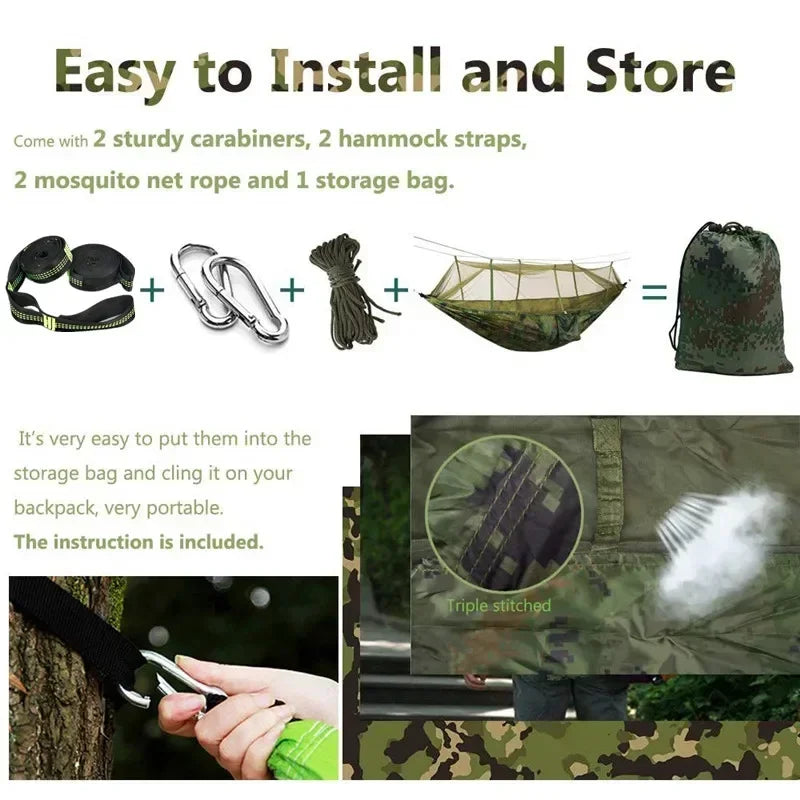 Camping Hammock with Mosquito Net&Rainfly Tent Tarp & Tree Straps