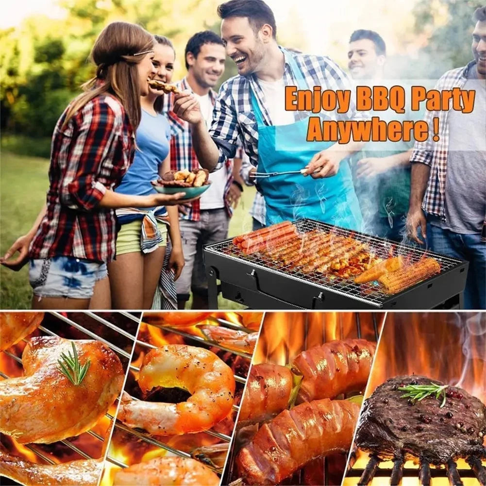 Stainless Steel Folding BBQ Charcoal Grill Mini BBQ Tool Grill Tabletop Barbecue Grill for Outdoor Cooking Camping Picnics