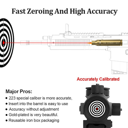 223REM Optics Cartridge Red Dot Laser Bore Brass Bore