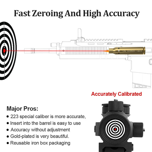 223REM Optics Cartridge Red Dot Laser Bore Brass Bore